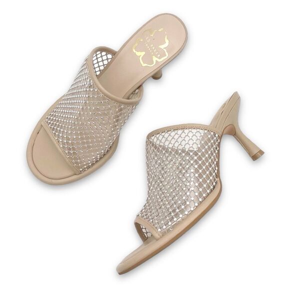 Ted Baker Celya Crystal Mesh Heeled Mules Sandals Nude Tan Size EU 39 US 8.5 - Picture 6 of 16